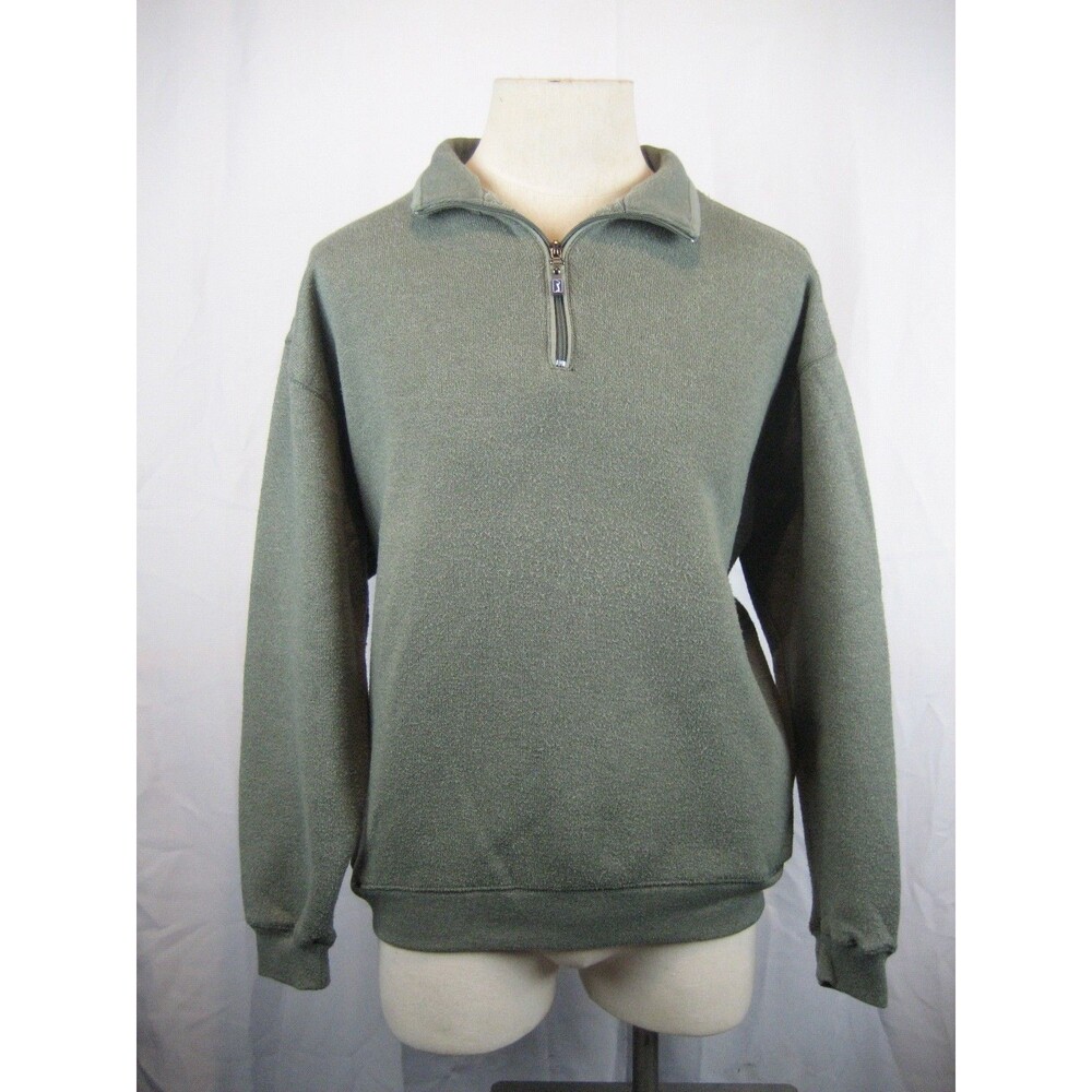 Mens Champions Tour Pale Green Cotton Blend PullOver 1/4 Zip Knit Sweatshirt XL